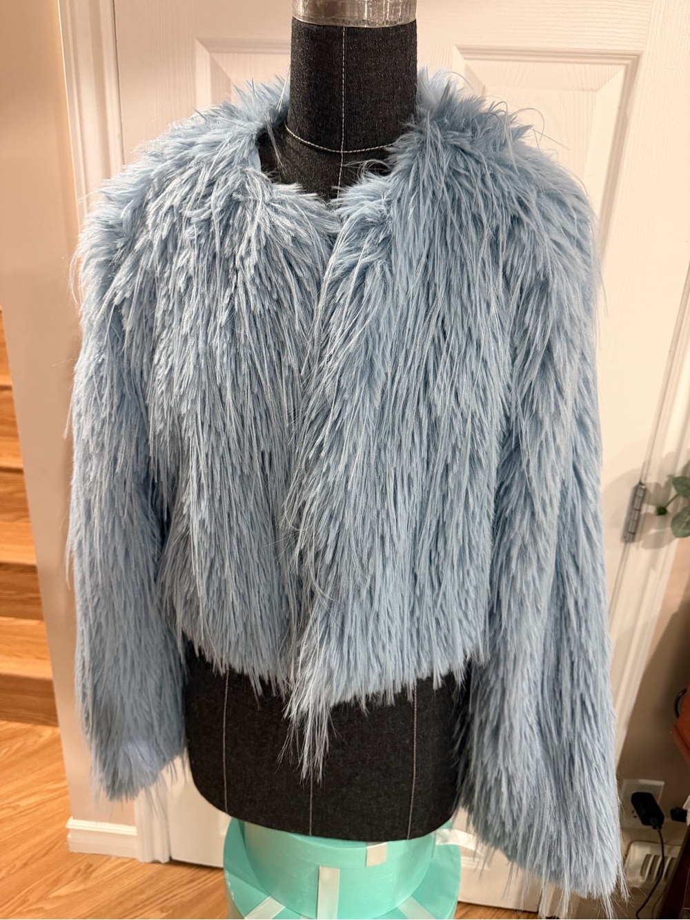 Light Blue Faux Fur Jacket
